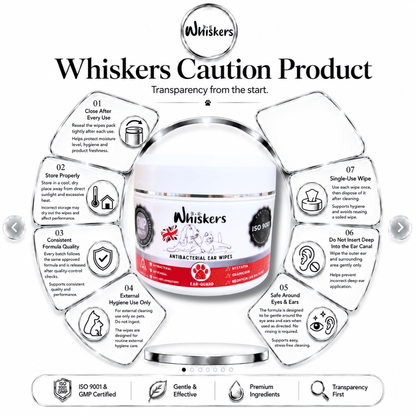 Whiskers Anti-Bacterial Ear Wipes for Dogs & Cats – product image 4