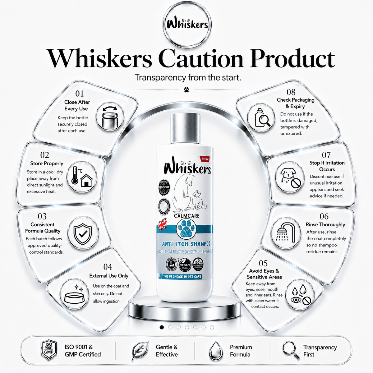 Whiskers Pet Shampoo – Anti Itching Formula for Dogs & Cats 450 ML