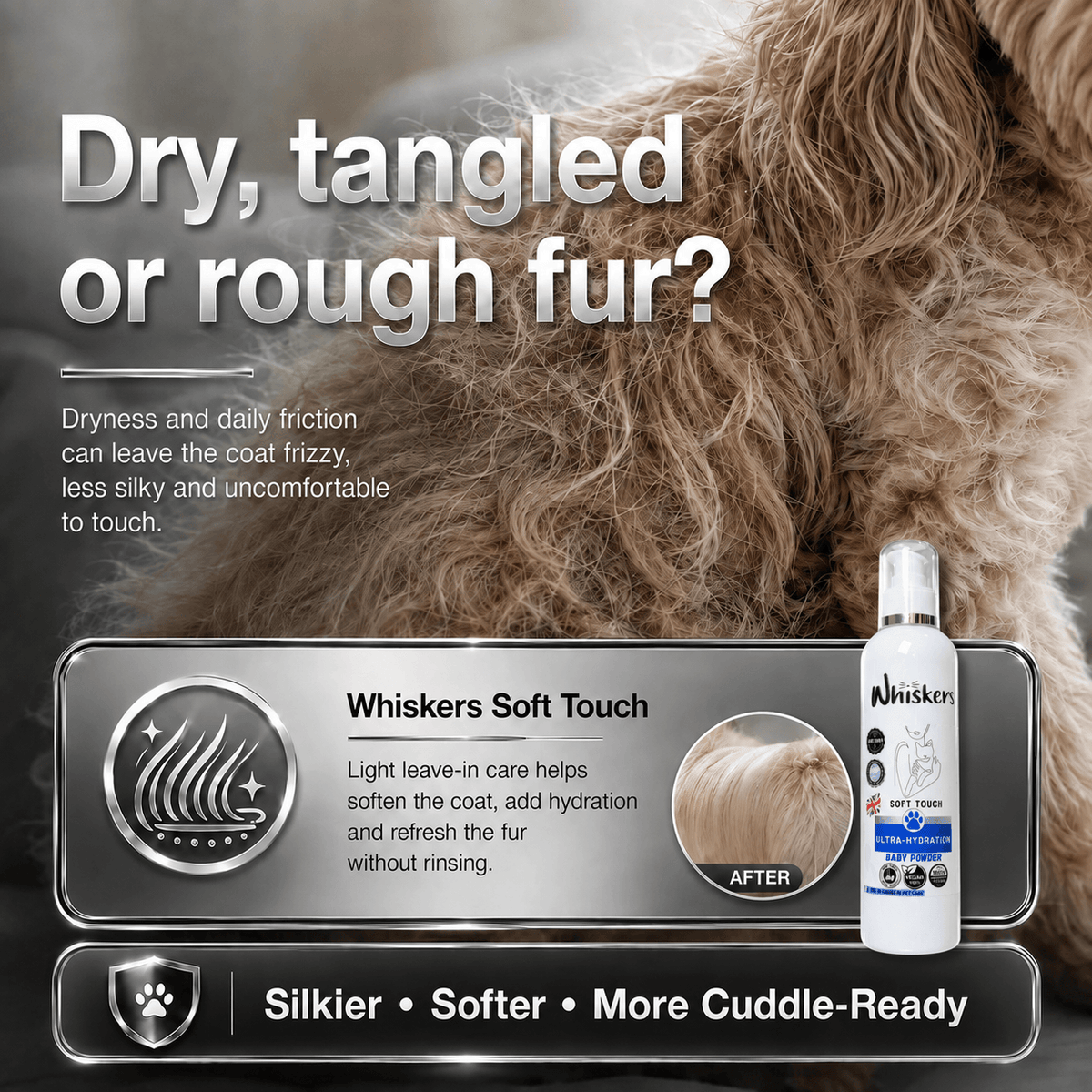 Whiskers Soft Touch Spray –  Baby Powder for Dogs & Cats