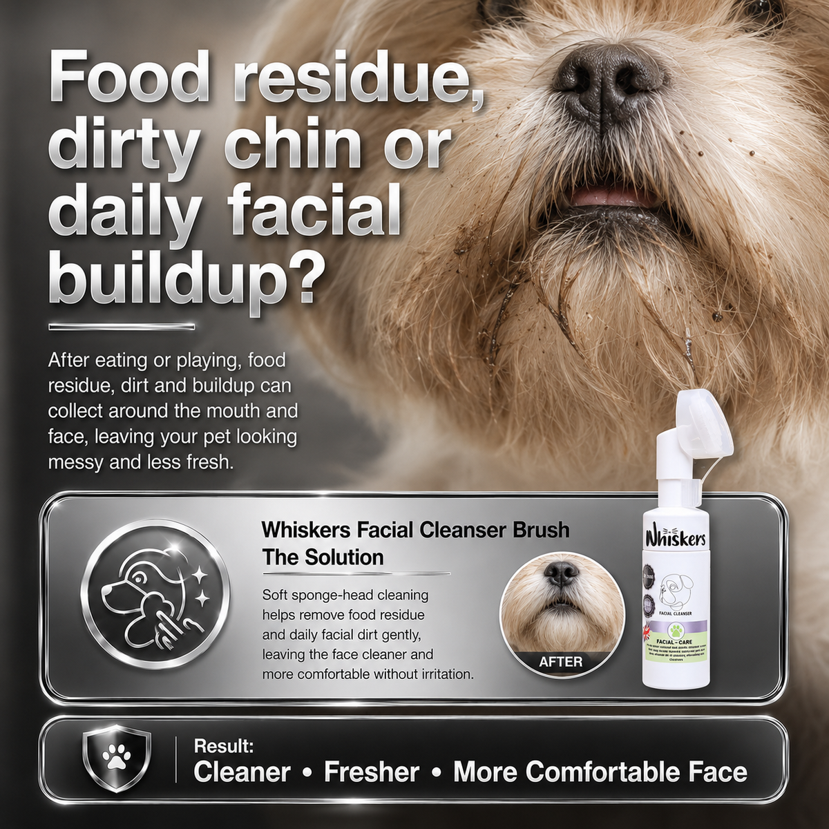 Whiskers Facial Cleanser Brush for Dogs & Cats – product image 2