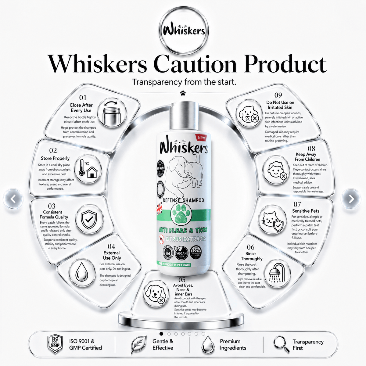 Whiskers Anti Fleas & Ticks Shampoo for Dogs & Cats 450 ML – product image 4