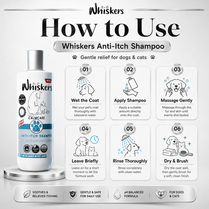Whiskers Pet Shampoo – Anti Itching Formula for Dogs & Cats 450 ML