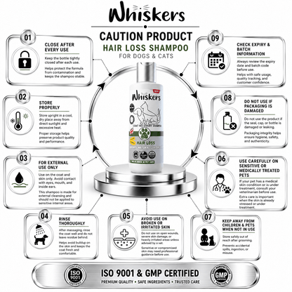 Whiskers Pet Shampoo – Hair Loss Formula for Dogs & Cats 450 ML