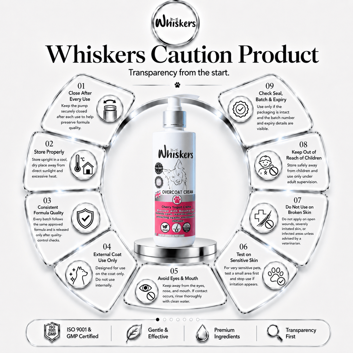 Whiskers Dogs & Cats Conditioner Over Coat Cream - Cherry + Yogurt 450 ML