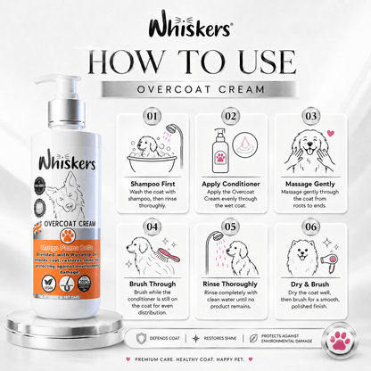 Whiskers Dogs & Cats Conditioner Over Coat Cream -Mango Panna Cota 450 ML