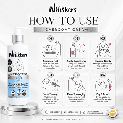 Whiskers Dogs & Cats Conditioner Over Coat Cream - Comfort 450 ML
