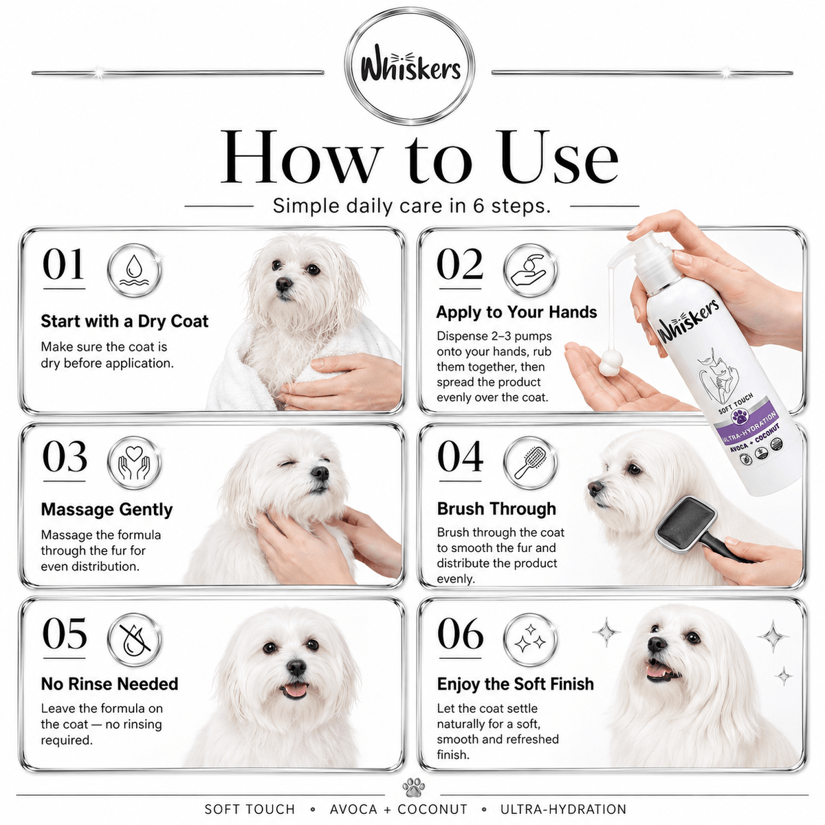 Whiskers Soft Touch Spray – Avoca &amp; Coconut for Dogs &amp; Cats for Dogs & Cats