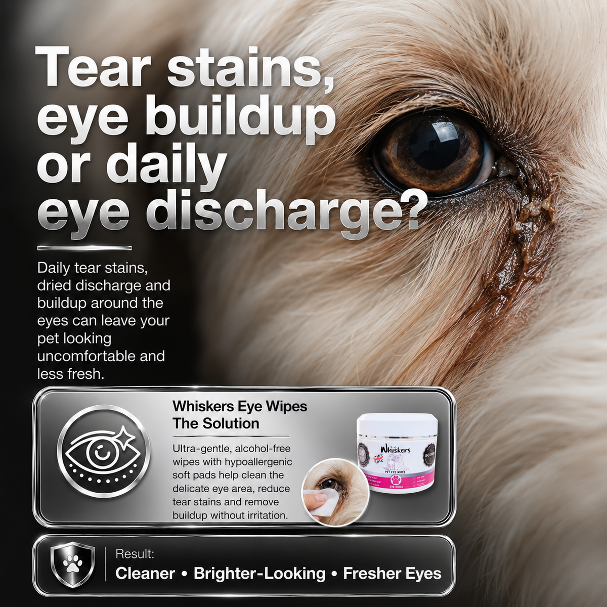 Whiskers Eye Wipes – Tear Stain Care for Dogs & Cats – product image 2