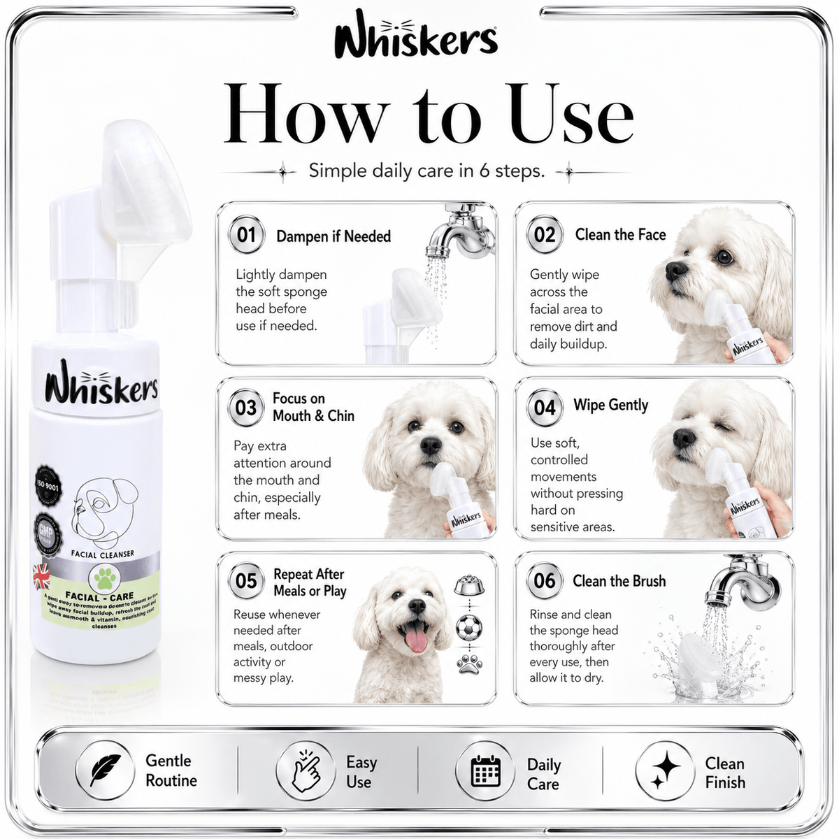 Whiskers Facial Cleanser Brush for Dogs & Cats – product image 3