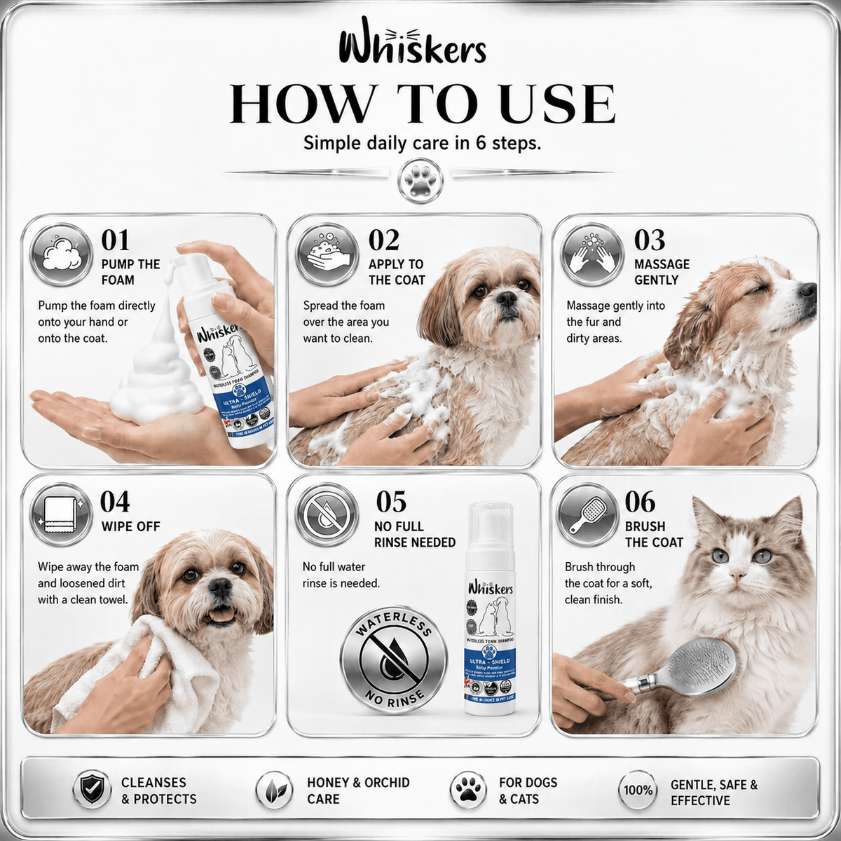 Whiskers Foam Shampoo – Baby Powder for Dogs & Cats – product image 3