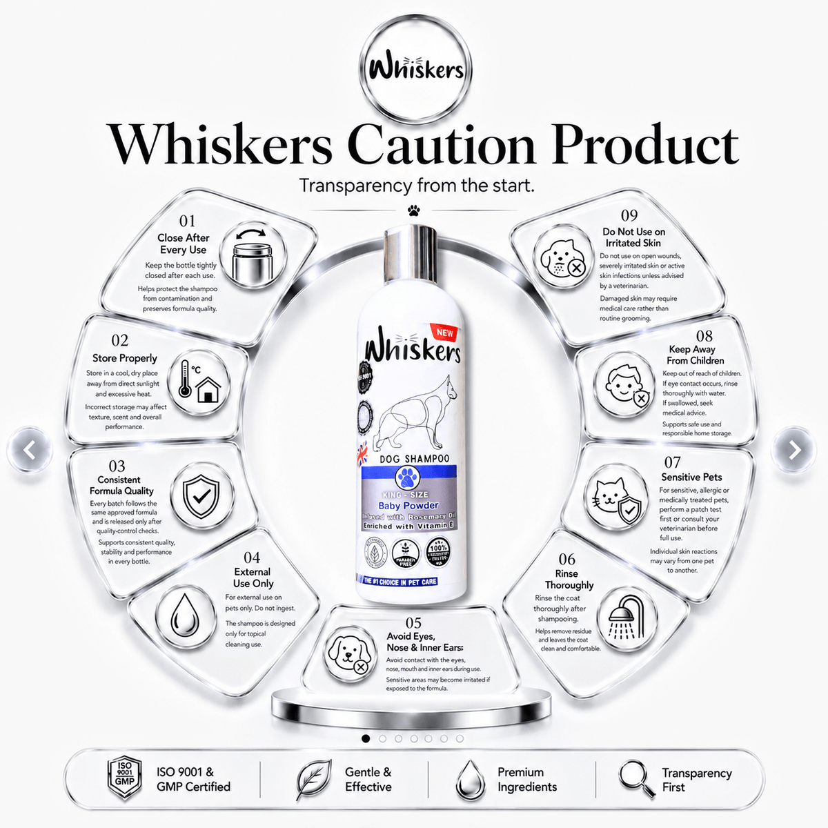 Whiskers King Size Pet Shampoo – Baby Powder  for Dogs & Cats