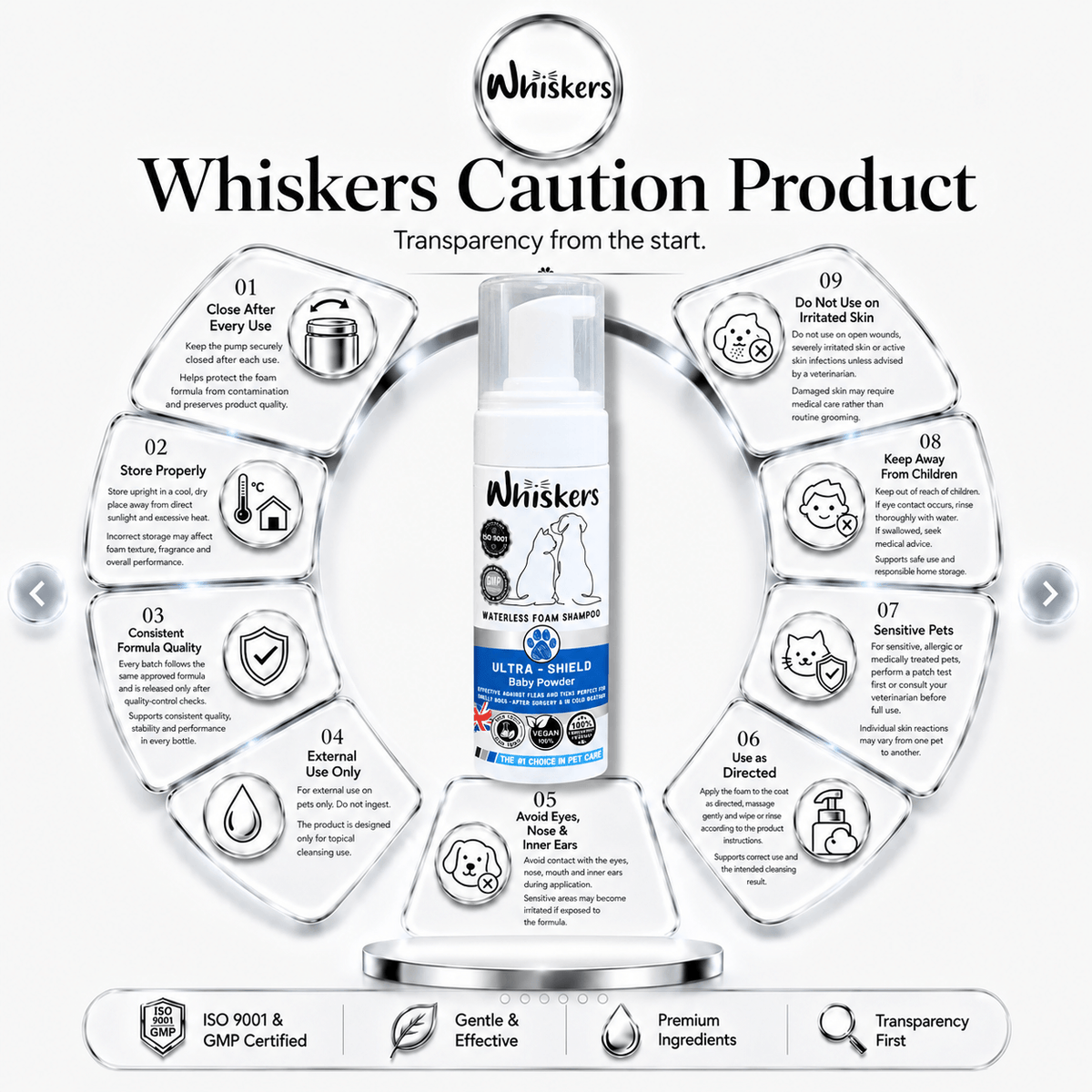 Whiskers Foam Shampoo – Baby Powder for Dogs & Cats – product image 4
