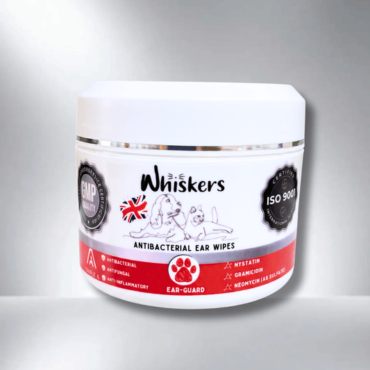 Whiskers Anti-Bacterial Ear Wipes for Dogs & Cats