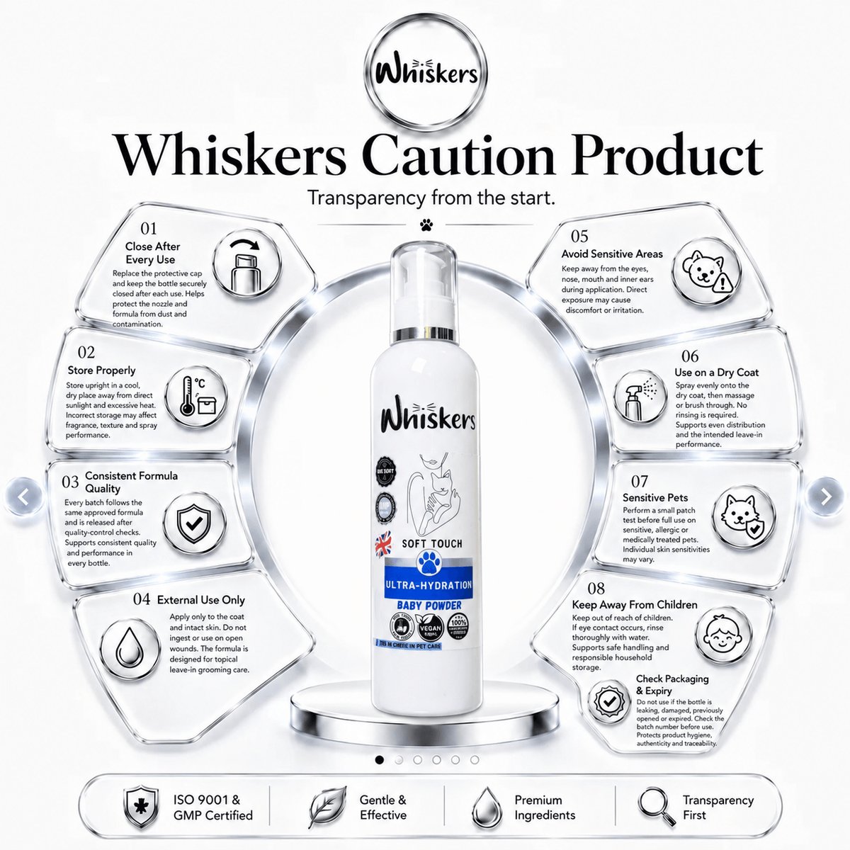 Whiskers Soft Touch Spray –  Baby Powder for Dogs & Cats